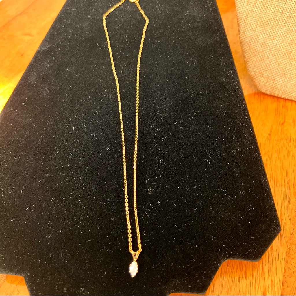 Lindenwold Clear Navette Shaped Rhinestone Pendant Necklace Silver Chain